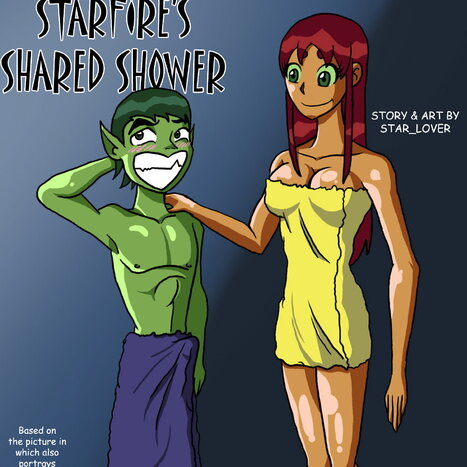 Starfire's Shared Shower Porn comic Cartoon porn comics on Trash